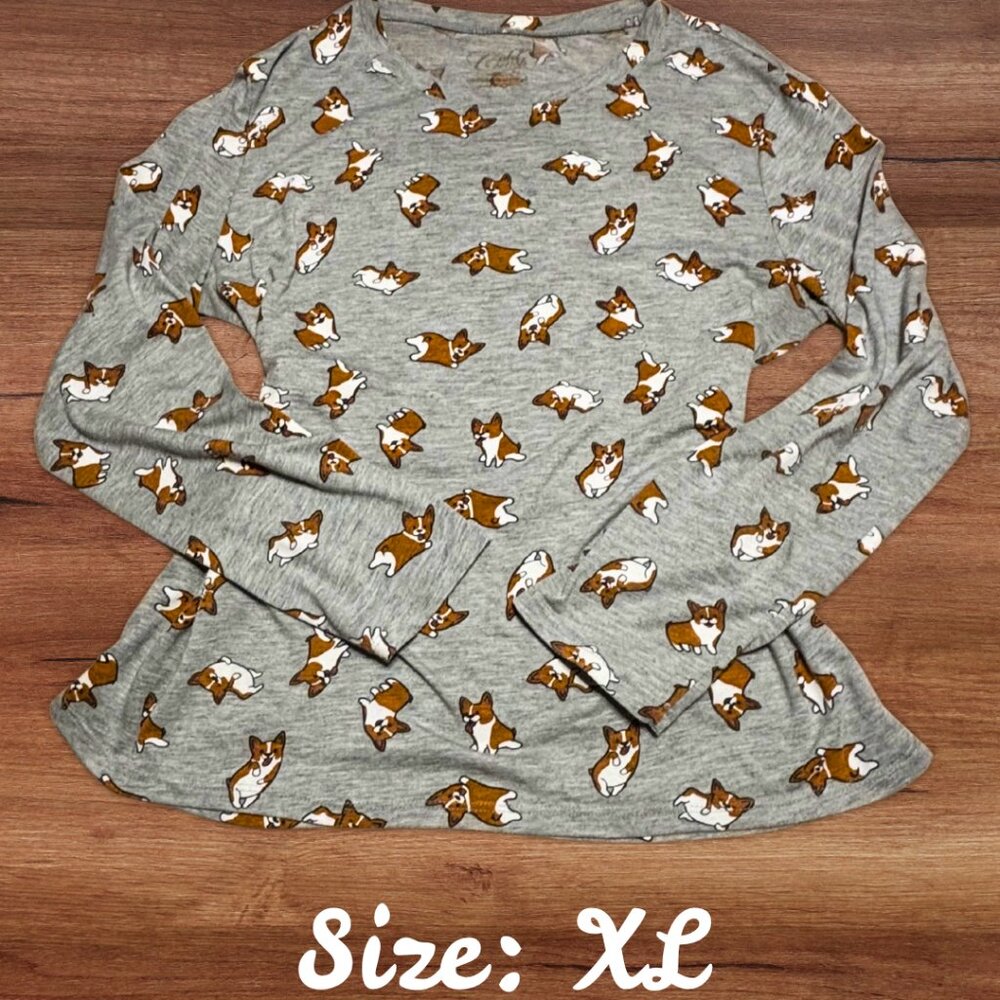 Women's Corgi Print Long Sleeve Shirt 🐶